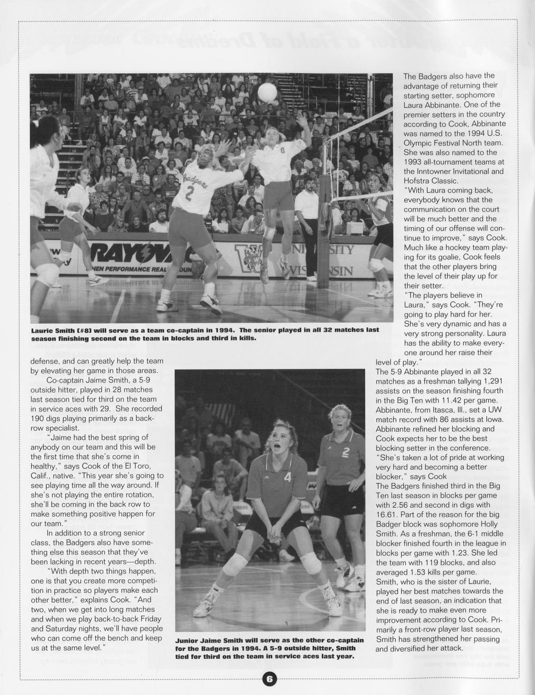 Wisconsin women's volleyball 199495 Full view UWDC UWMadison