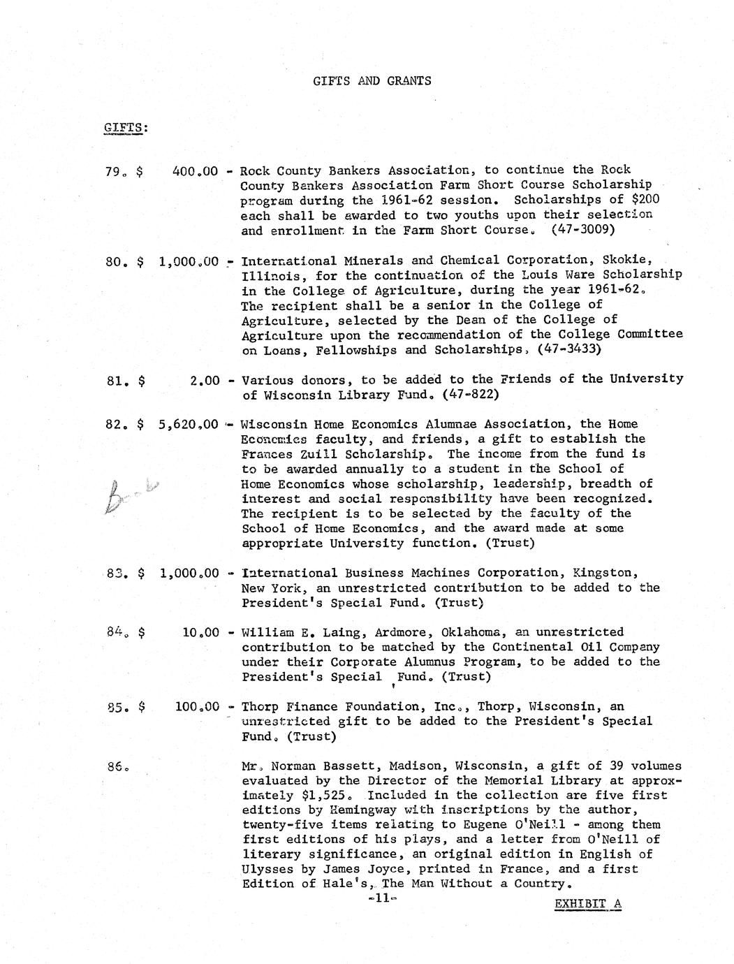 Conrad Arnold Elvehjem (19581962) Minutes of the University of