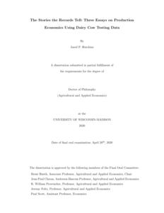 The Stories the Records Tell: Three Essays on Production Economics Using Dairy Cow Testing Data