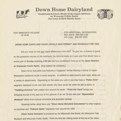 Down Home Dairyland press releases