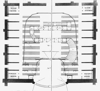 Plan of a French-system stage with a closed décor