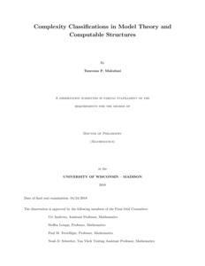 Complexity Classifications in Model Theory and Computable Structures
