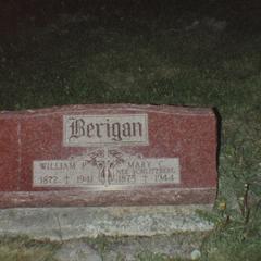 Gravestone of William P. and Mary C. Berigan