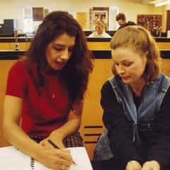 Students working in a science classroom