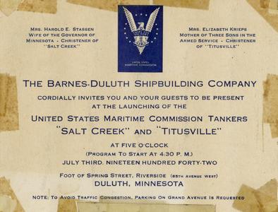 Invitation to the launching of the Salt Creek and Titusville