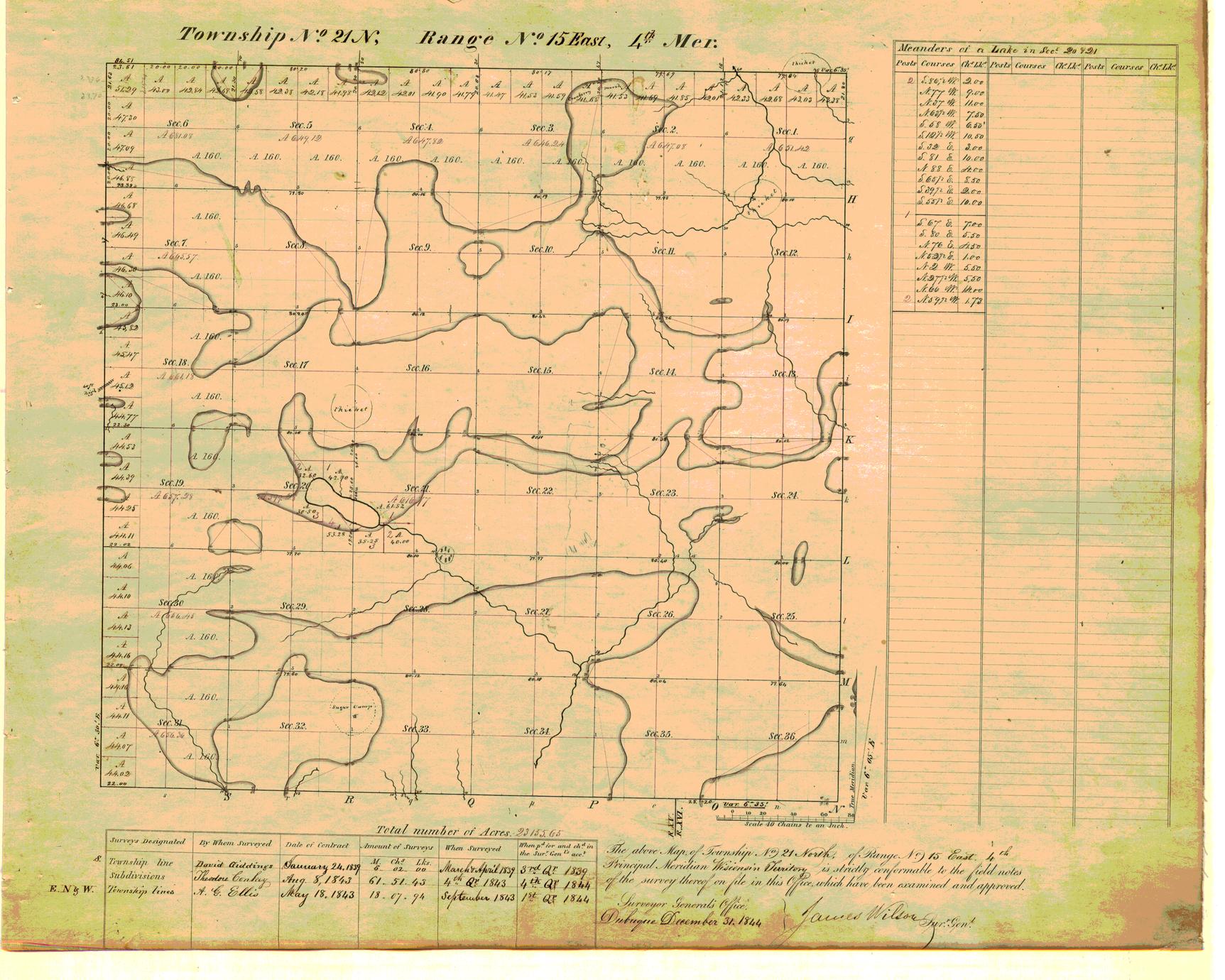 [Public Land Survey System map: Wisconsin Township 21 North, Range 15 East]