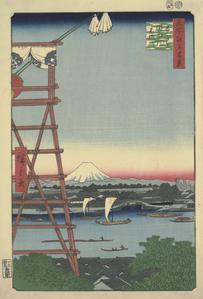 Ryogoku Ekoin and Moto Yanagi Bridge, no. 5 from the series One-hundred Views of Famous Places in Edo