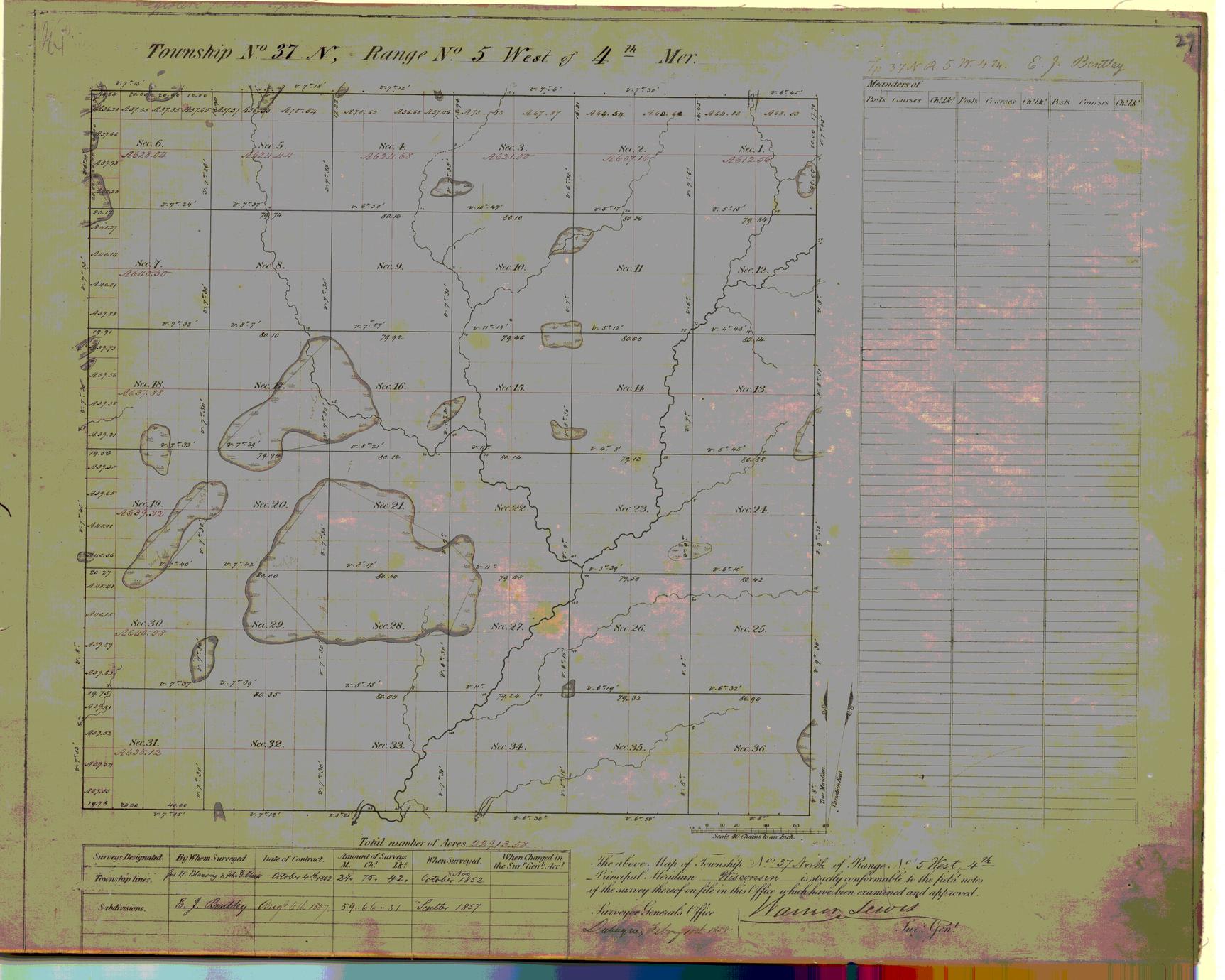 [Public Land Survey System map: Wisconsin Township 37 North, Range 05 West]