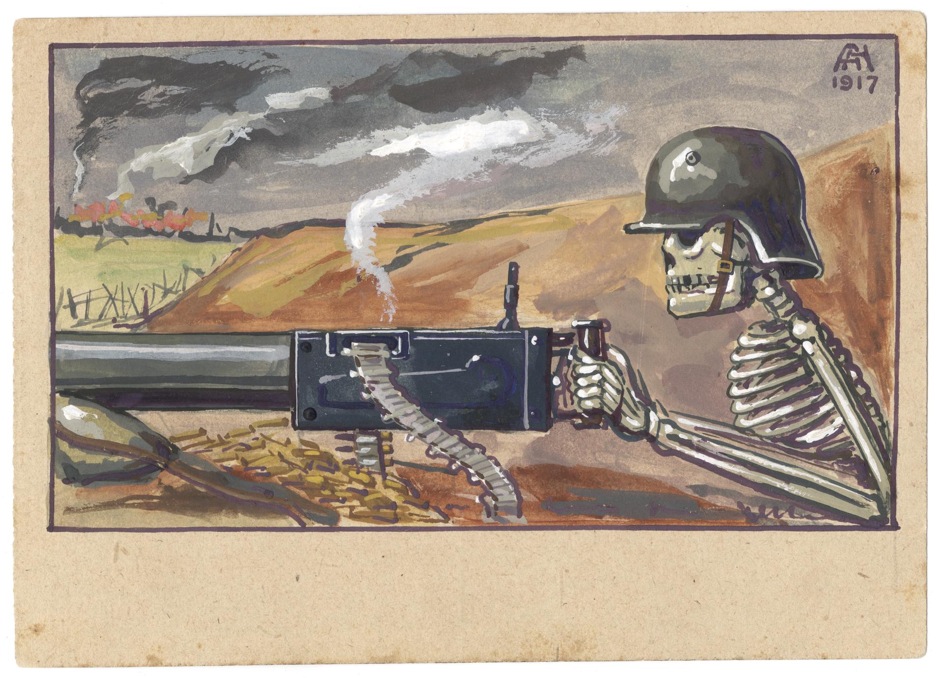 [Skeleton fighting in the trenches]