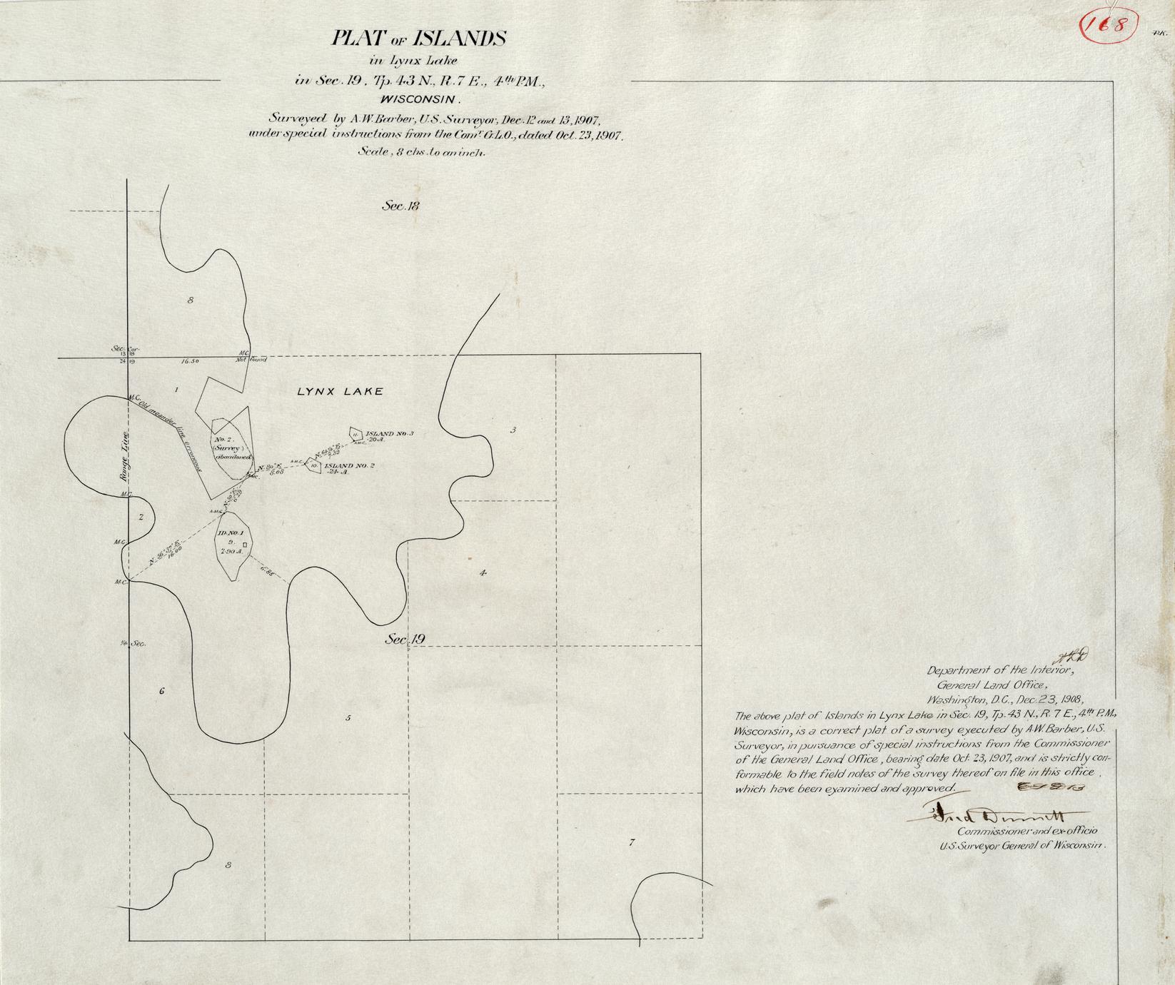 [Public Land Survey System map: Wisconsin Township 43 North, Range 07 East]