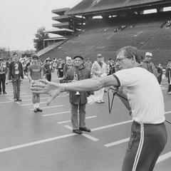Mike Leckrone and UW band practice at Camp Randall
