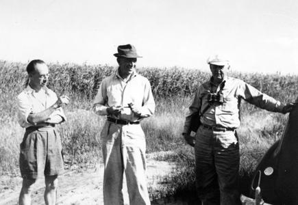 At the Delta Duck Station, Manitoba, Canada, July 1941 (from L : William Rowen, AL, Sydney Stephens)