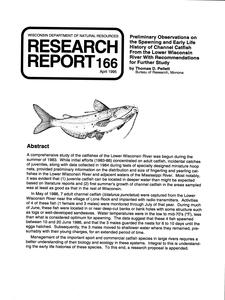 Preliminary observations on the spawning and early life history of channel catfish from the lower Wisconsin River with recommendations for further study