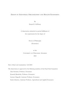 Essays in Industrial Organization and Health Economics