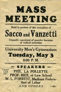 Sacco and Vanzetti protest sign