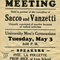 Sacco and Vanzetti protest sign