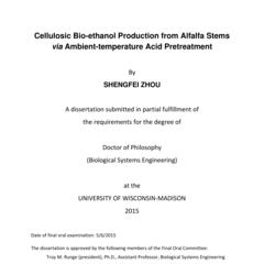 Cellulosic Bio-ethanol Production from Alfalfa Stems via Ambient-temperature Acid Pretreatment