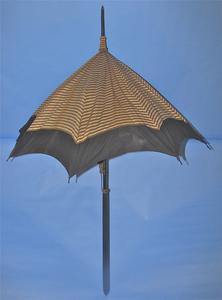 Brown and cream striped parasol