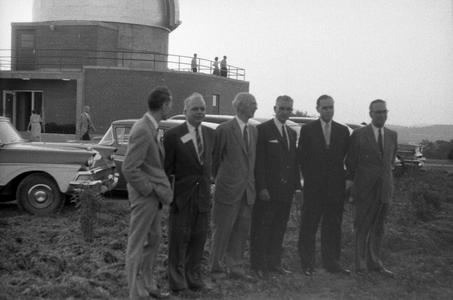 Conrad Elvehjem and others outside Pine Bluff Observatory