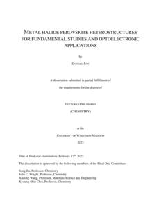 METAL HALIDE PEROVSKITE HETEROSTRUCTURES FOR FUNDAMENTAL STUDIES AND OPTOELECTRONIC APPLICATIONS
