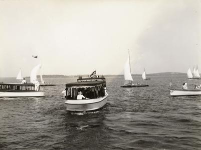 Judges' boat in regatta