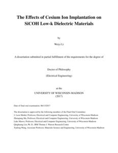 The Effects of Cesium Ion Implantation on SiCOH low-k Dielectric Materials