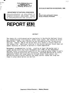 Status of marten in Wisconsin, 1985