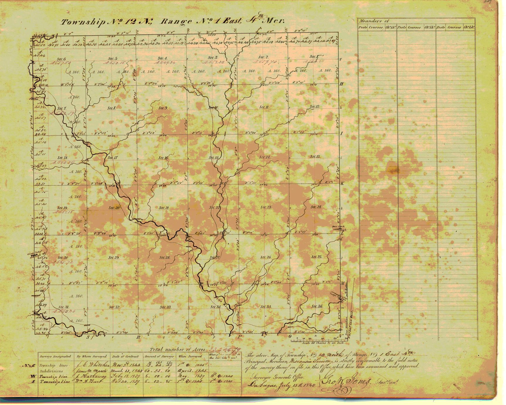 [Public Land Survey System map: Wisconsin Township 12 North, Range 01 East]