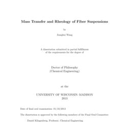 Mass Transfer and Rheology of Fiber Suspensions