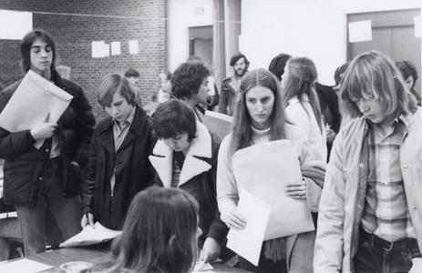 College students, Registration, Janesville, ca. 1980