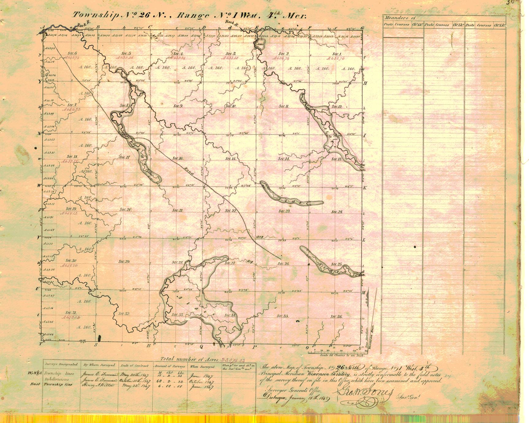 [Public Land Survey System map: Wisconsin Township 26 North, Range 01 West]