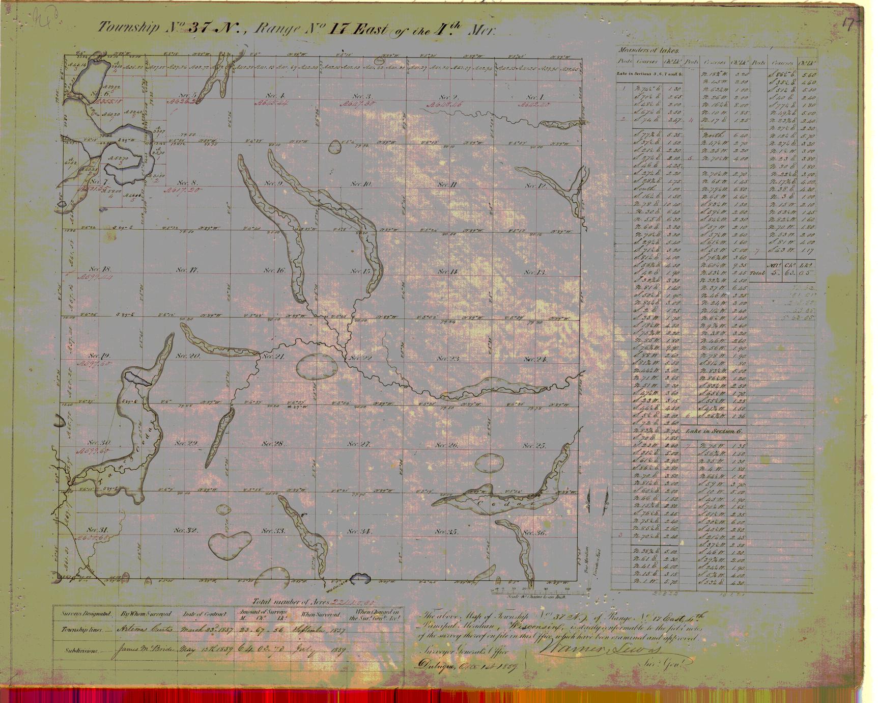 [Public Land Survey System map: Wisconsin Township 37 North, Range 17 East]
