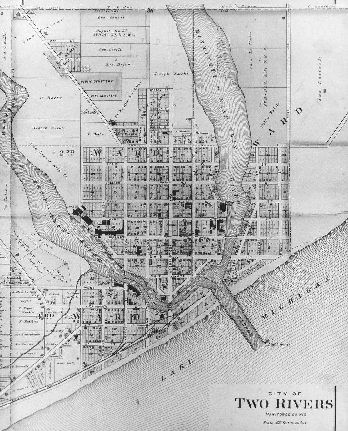 ‎Lot map of the City of Two Rivers from 1893 - UWDC - UW-Madison Libraries