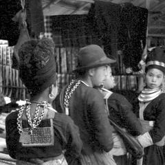 Hmong (Meo) men and women shopping in morning market