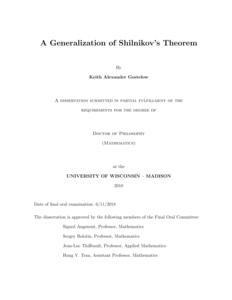 A Generalization of Shilnikov's Theorem