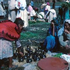 Oromo Market Scene Showing Flat Clay Tray for Making Bread