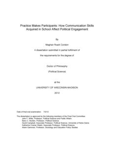 Practice Makes Participants: How Communication Skills Acquired in School Affect Political Engagement