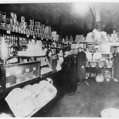 Grocery store interior, early 1900s