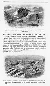 Page of Frank Leslie's Illustrated Newspaper detailing the sinking of the Lady Elgin
