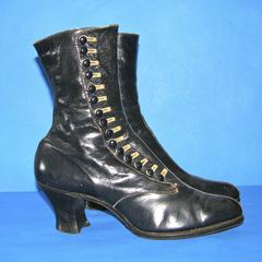 Navy blue leather high top boots