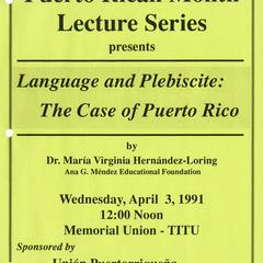 Poster for 1991 Puerto Rican Month Lecture Series