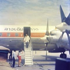Prince Souvanna Phouma and Prince Souphanouvong meet at the Luang Prabang airport April 4, 1974