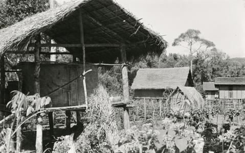 Typical rice storage shed in a village in Attapu Province