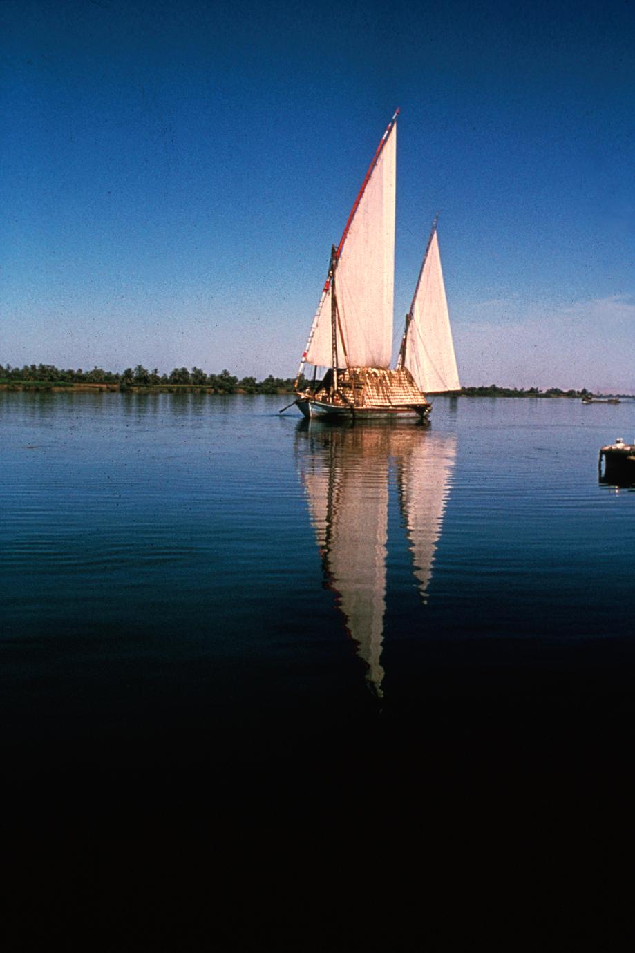 Felucca (Sailing Boat) with Two Sails on Nile River