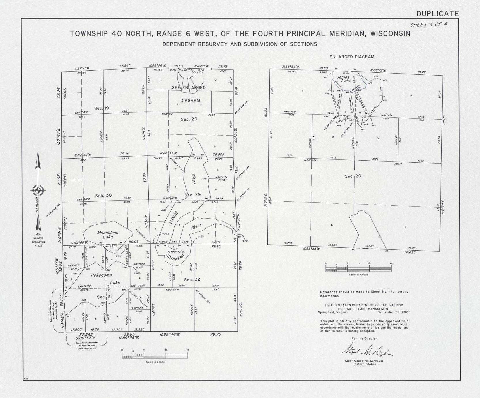 [Public Land Survey System map: Wisconsin Township 40 North, Range 06 West]