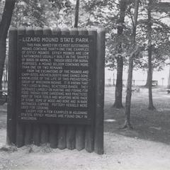 Lizard Mound State Park sign