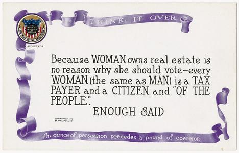 Enough said, suffrage postcard