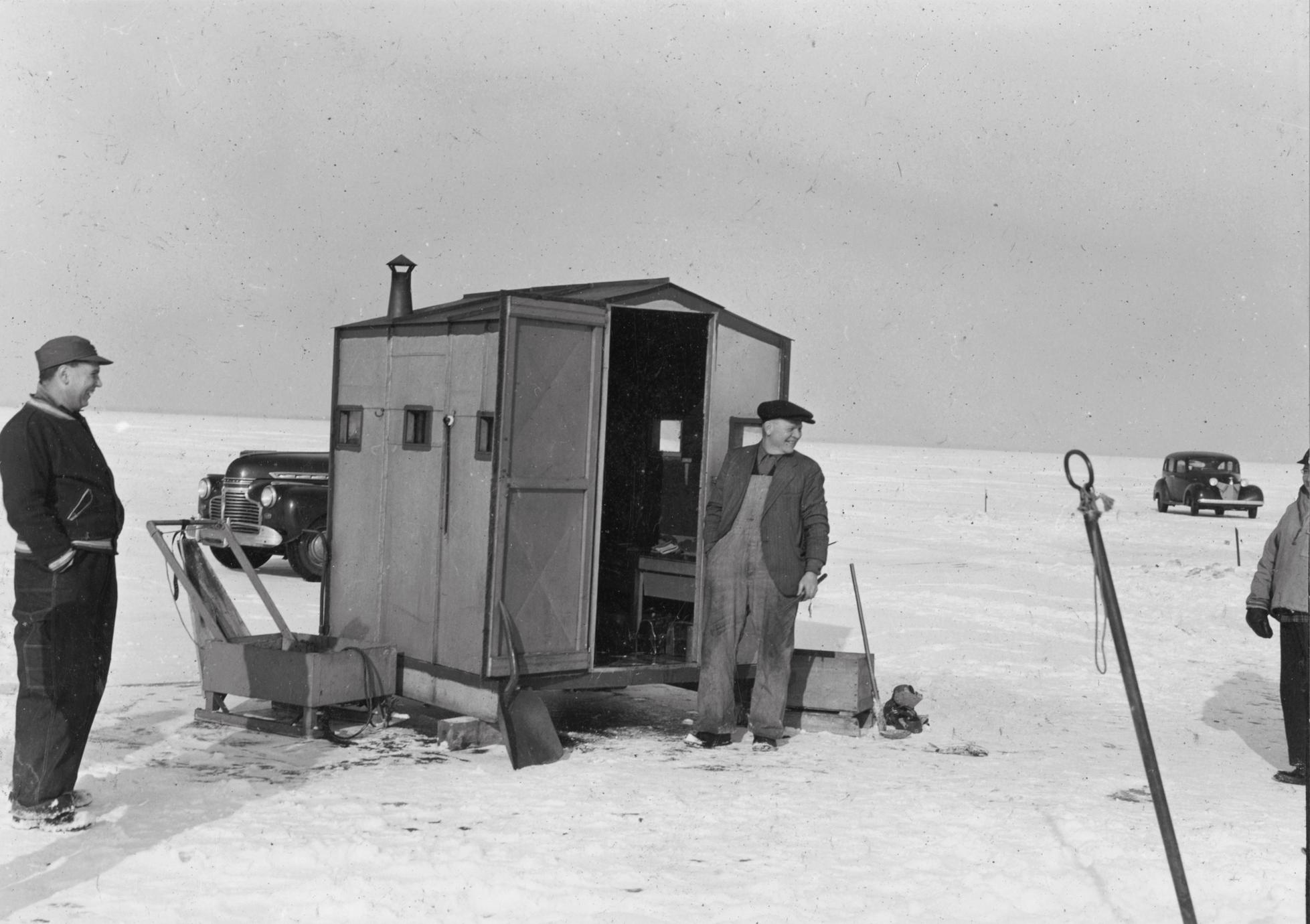 Ice shanty on Lake Winnebago - UWDC - UW-Madison Libraries