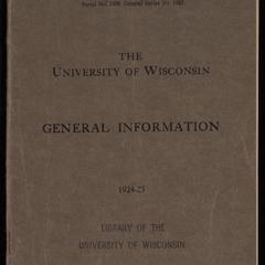 The University of Wisconsin general information 1924-25