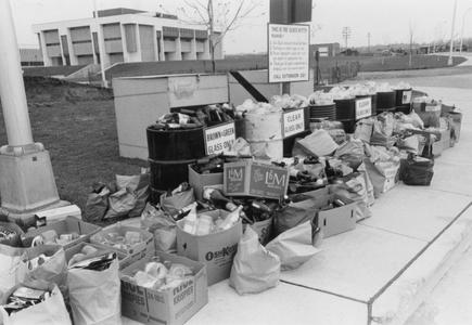 Paper and glass recycling drive near Laboratory Sciences building
